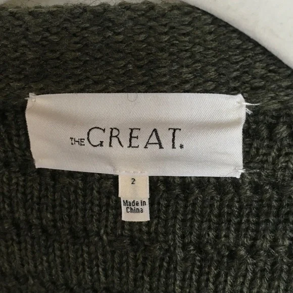THE GREAT. Textured Dark Green Cardigan - Picture 7 of 7